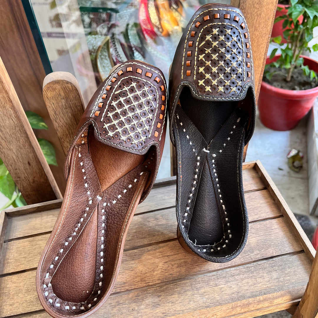 Mehfil Leather Juttis | Stylish Handcrafted Footwear with Intricate Cutwork