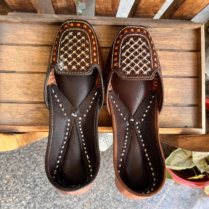 Mehfil Leather Juttis | Stylish Handcrafted Footwear with Intricate Cutwork