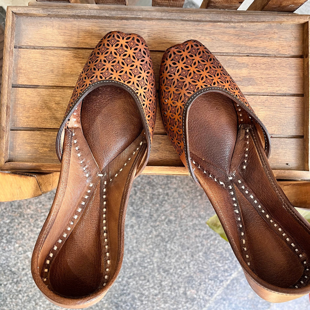 Mehfil Leather Juttis | Stylish Handcrafted Footwear with Intricate Cutwork