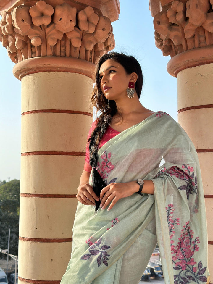 Classic Muga silk saree with floral weave, ideal for special occasions