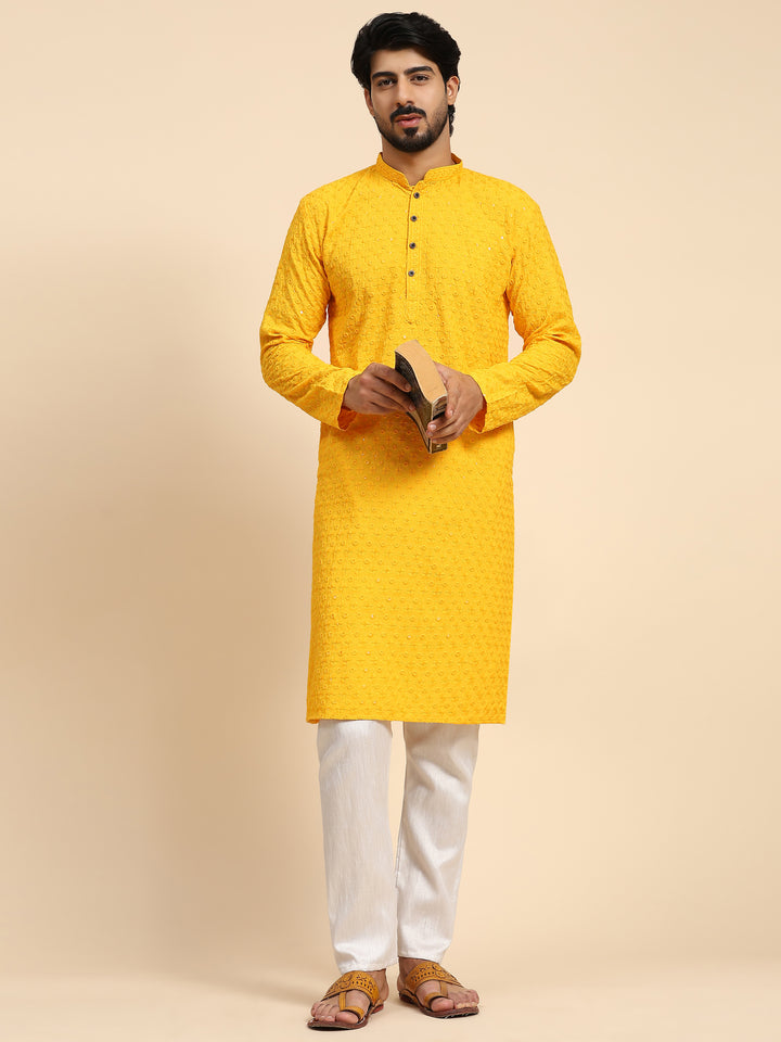 Rayon Cotton Kurta Set | Intricate Weaved Chikankari for Festive Occasions