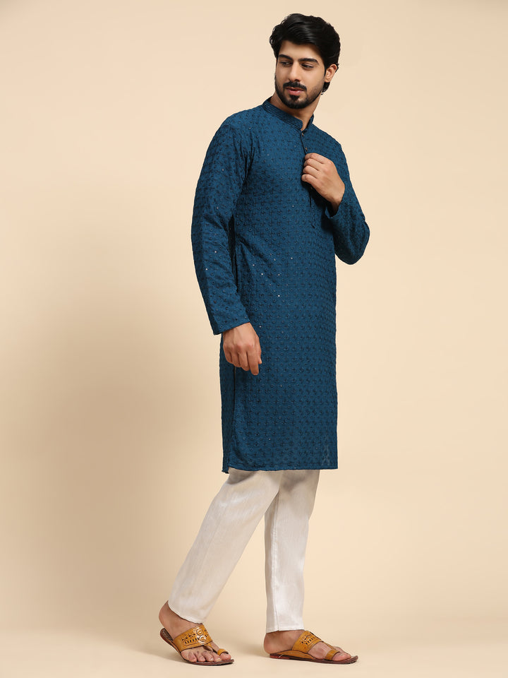 Rayon Cotton Kurta Set | Intricate Weaved Chikankari for Festive Occasions