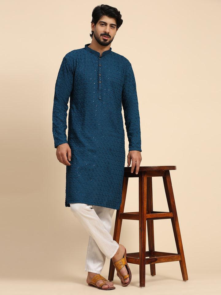 Rayon Cotton Kurta Set | Intricate Weaved Chikankari for Festive Occasions