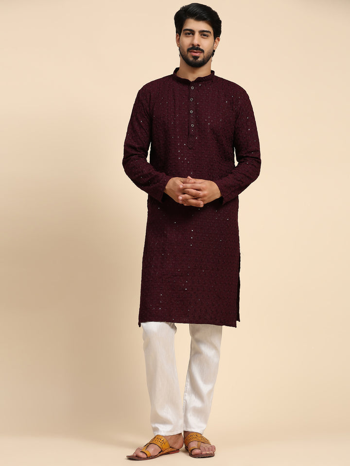 Rayon Cotton Kurta Set | Intricate Weaved Chikankari for Festive Occasions