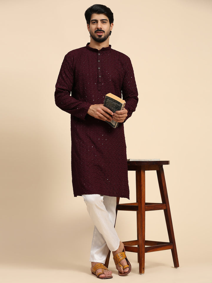 Rayon Cotton Kurta Set | Intricate Weaved Chikankari for Festive Occasions