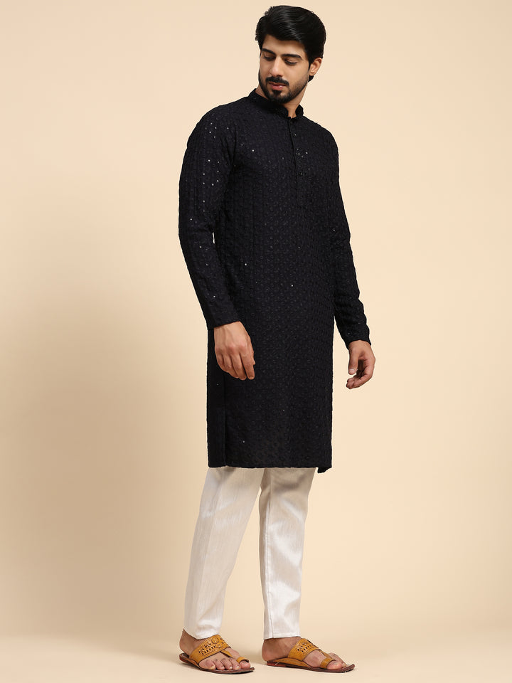 Rayon Cotton Kurta Set | Intricate Weaved Chikankari for Festive Occasions