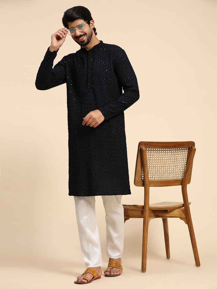 Rayon Cotton Kurta Set | Intricate Weaved Chikankari for Festive Occasions