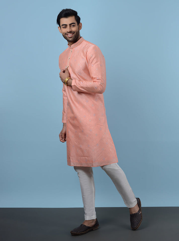 Perfect for special occasions, this Peach Kurta Pajama combines tradition with style.