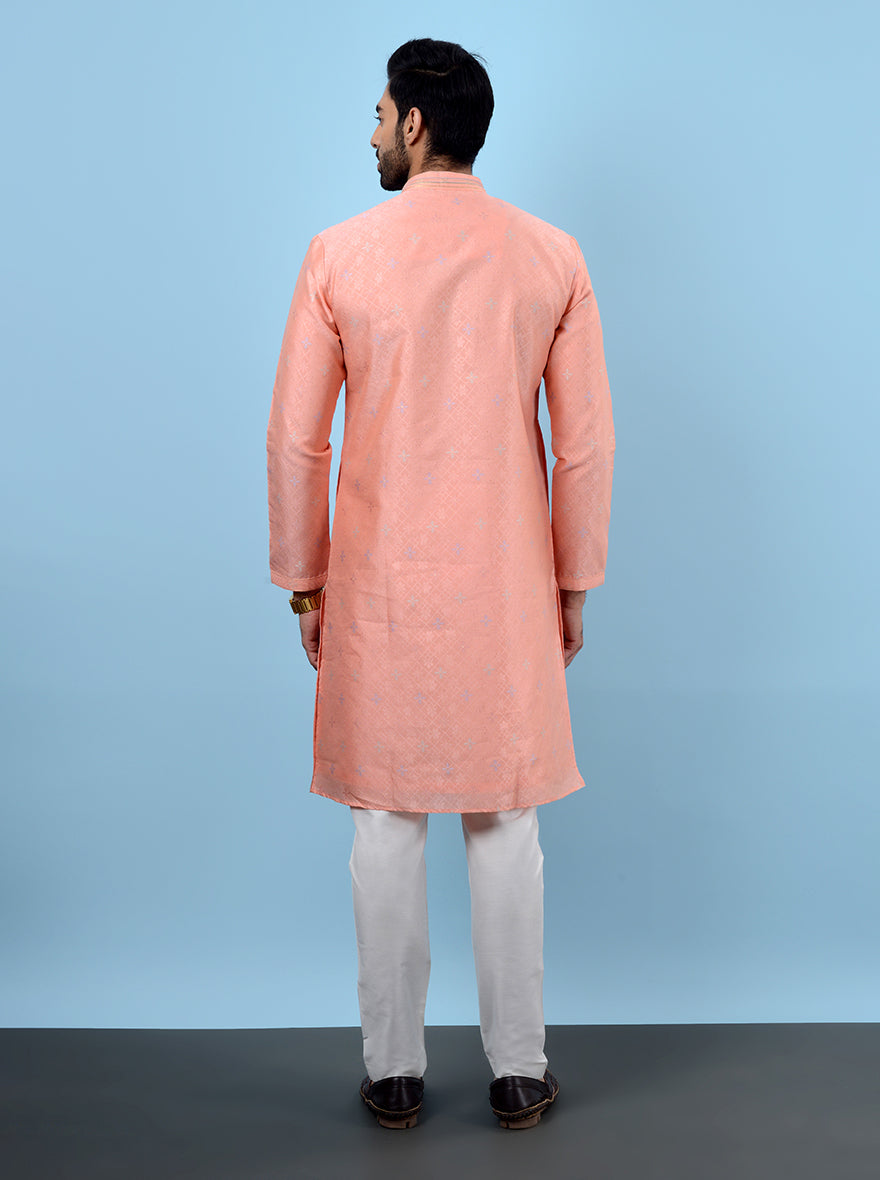 Embrace sophistication with this chic Peach Kurta Pajama for festive moments.