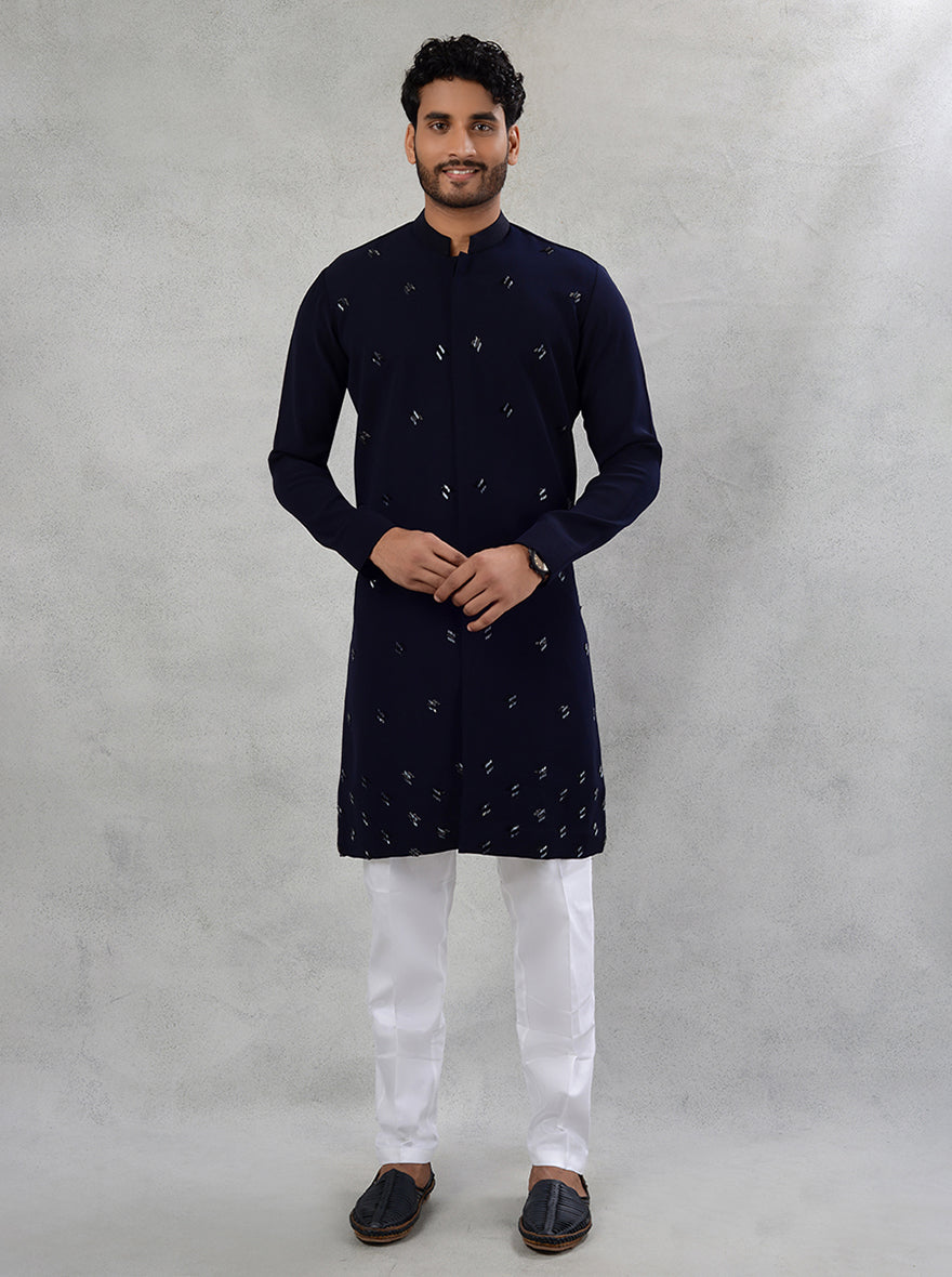 Luxurious sun silk kurta pajama, combining comfort and sophistication.