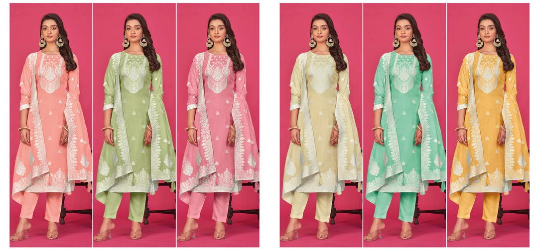 Stunning Organza Salwar Kameez with Floral Print and Embroidered Neckline | Perfect Festive Wear