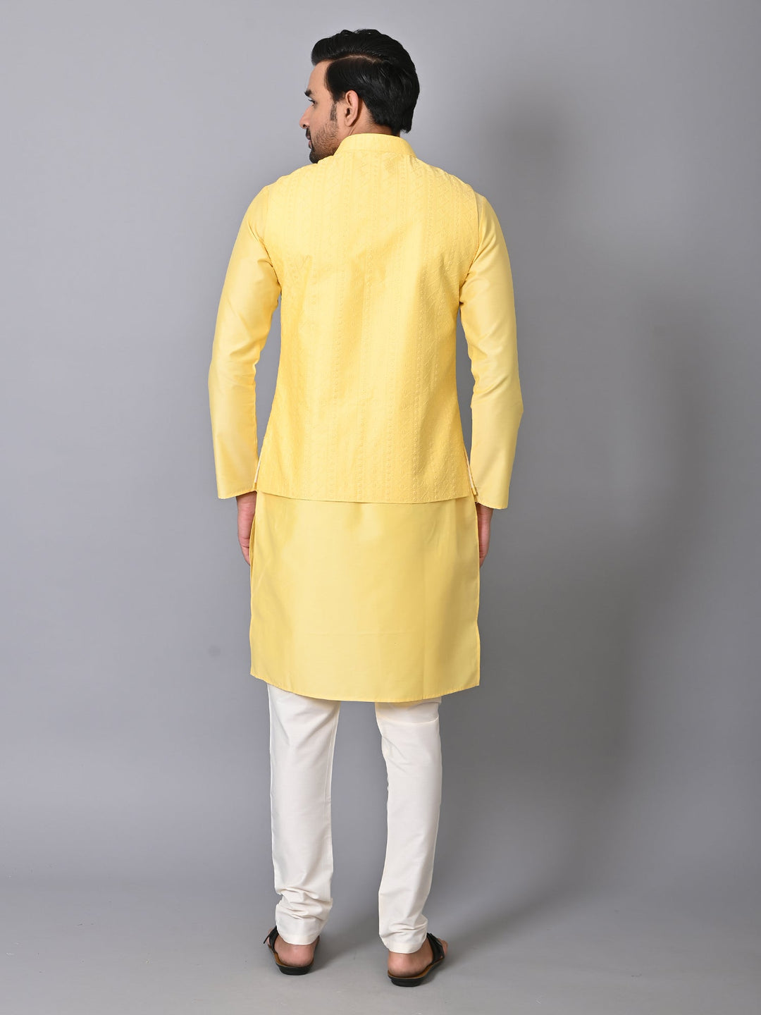 Embroidered Chikan Jacket Kurta Set | Festive Silk Blend Wear