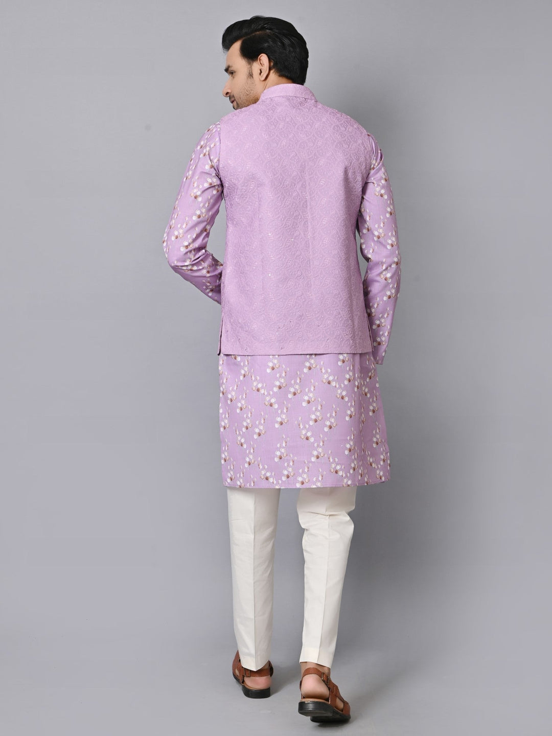 Sequence Pink Jacket Kurta Set | Festive Cotton Blend Woven Design