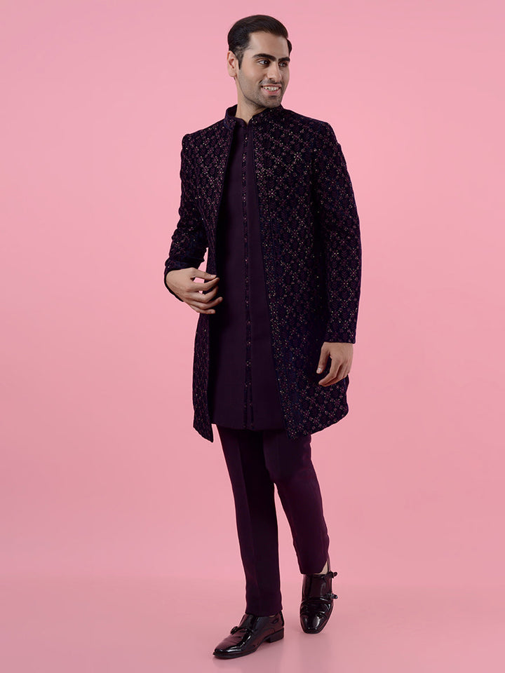 Step into elegance with our luxurious Purple Indo Western attire, perfect for making a lasting impression.