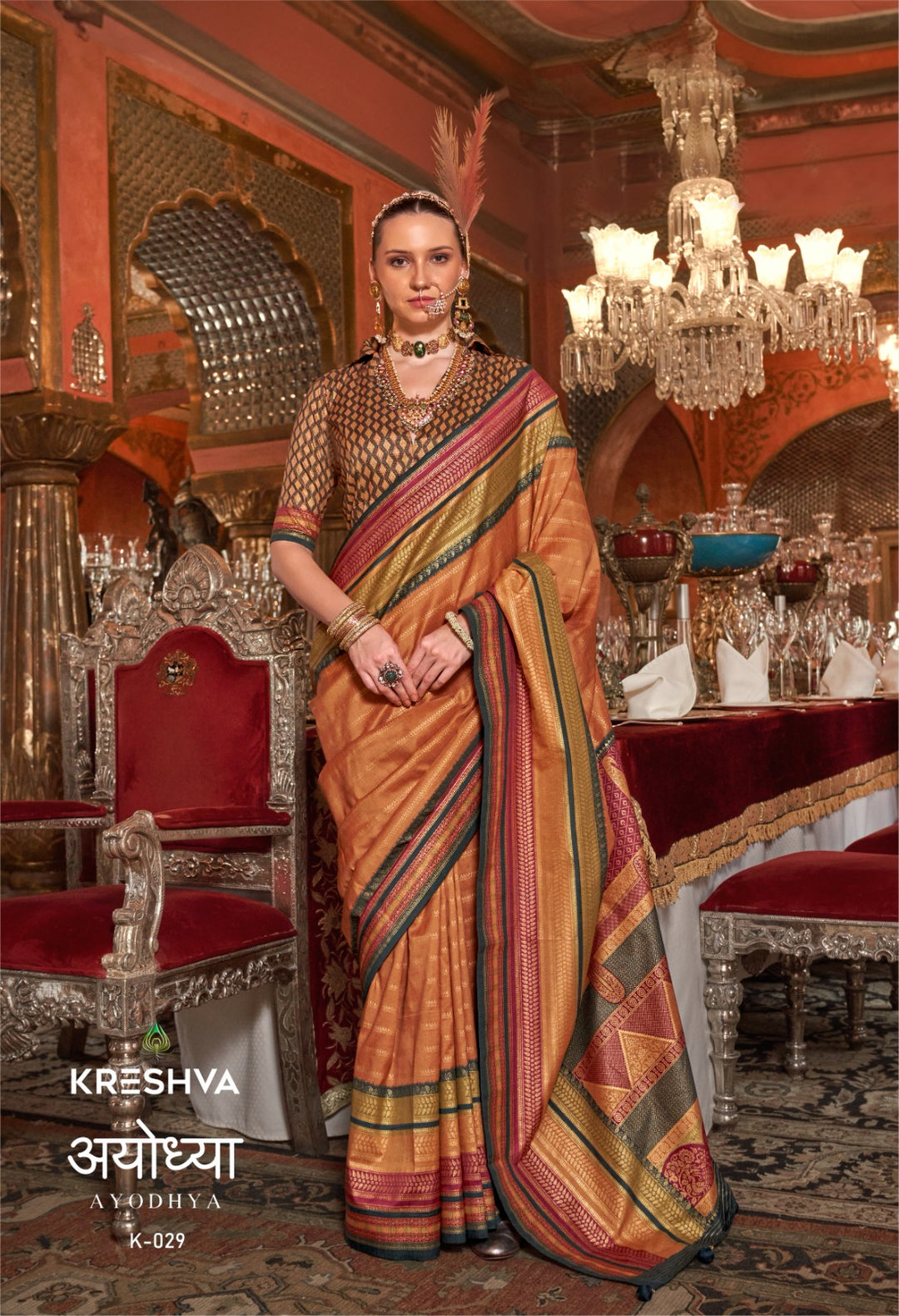 Kanjivaram Silk Saree with Zari Weaving & Gold Finish | Customizable Blouse Included