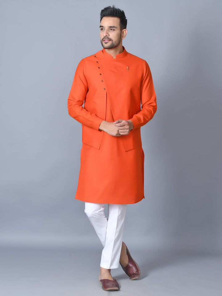 Textured Kurta Set | Festive Cotton Blend Mandarins with Pyjamas