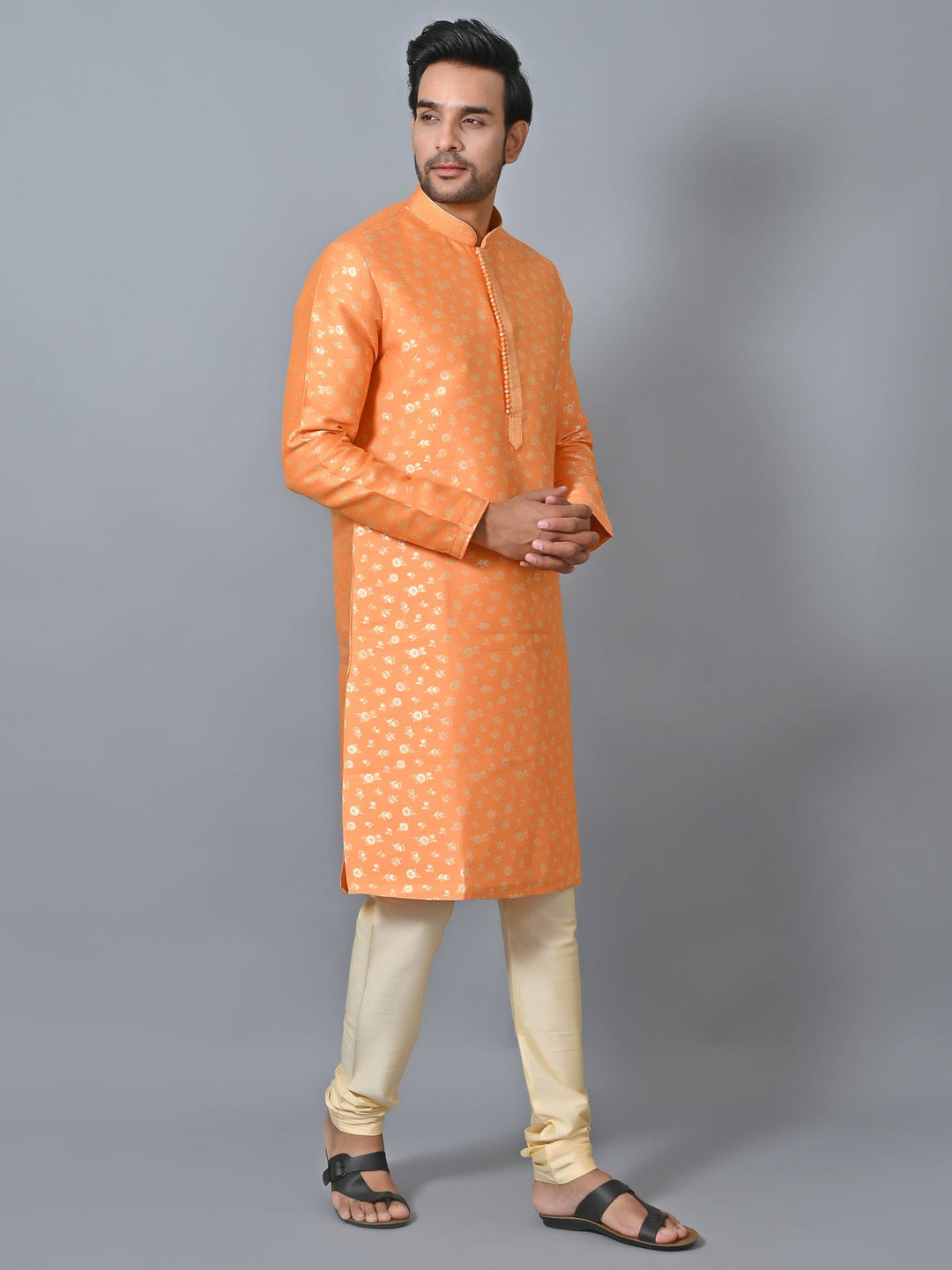 Printed Floral Kurta Set | Festive Cotton Blend Knee Length Kurtas