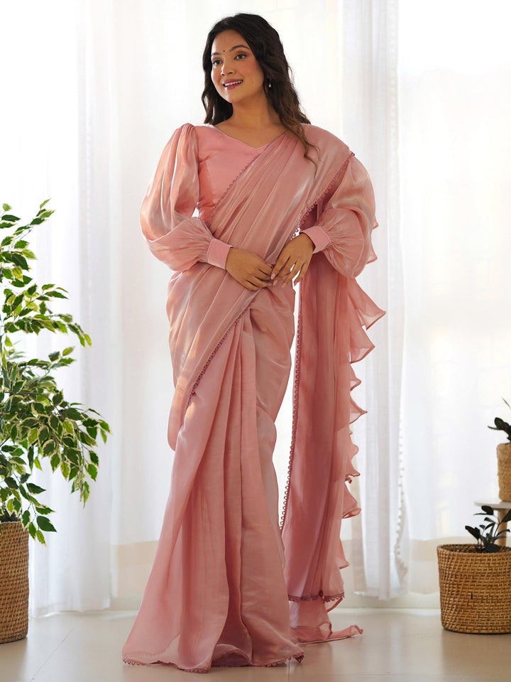 Vibrant color luxurious fabric saree crafted for elegance and style.