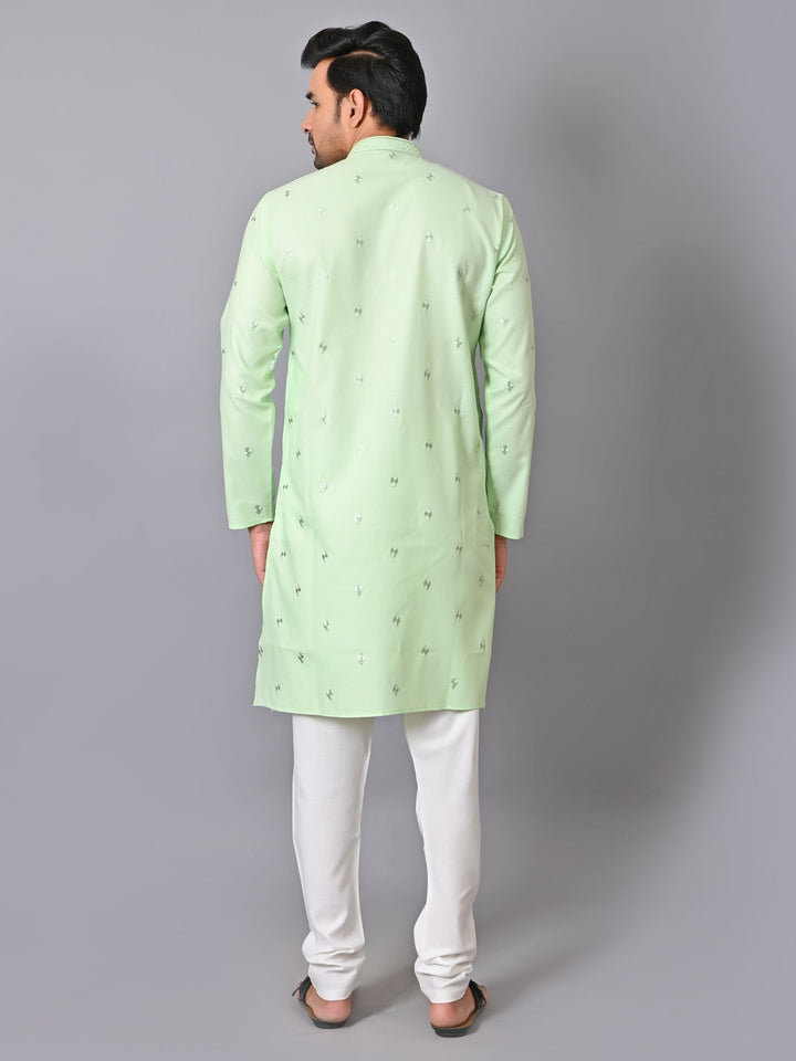 Woven Design Embroidered Kurta Set | Cotton Blend Full Sleeves For Festive