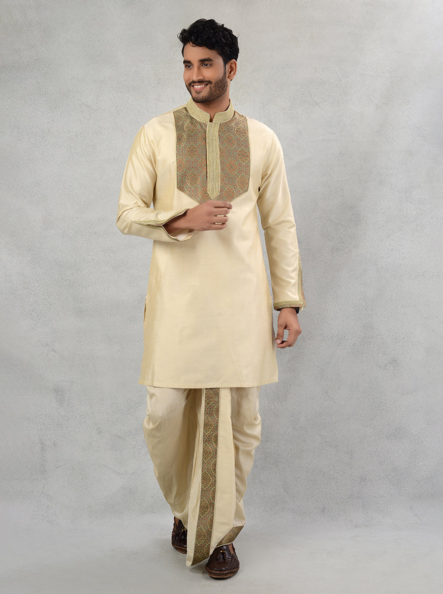 Enjoy timeless elegance with this beige kurta pajama, perfect for creating memorable moments in the USA.