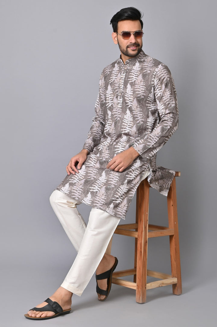 Sequence Printed Kurtas for Festive Occasions | Stand Collar Full Sleeves