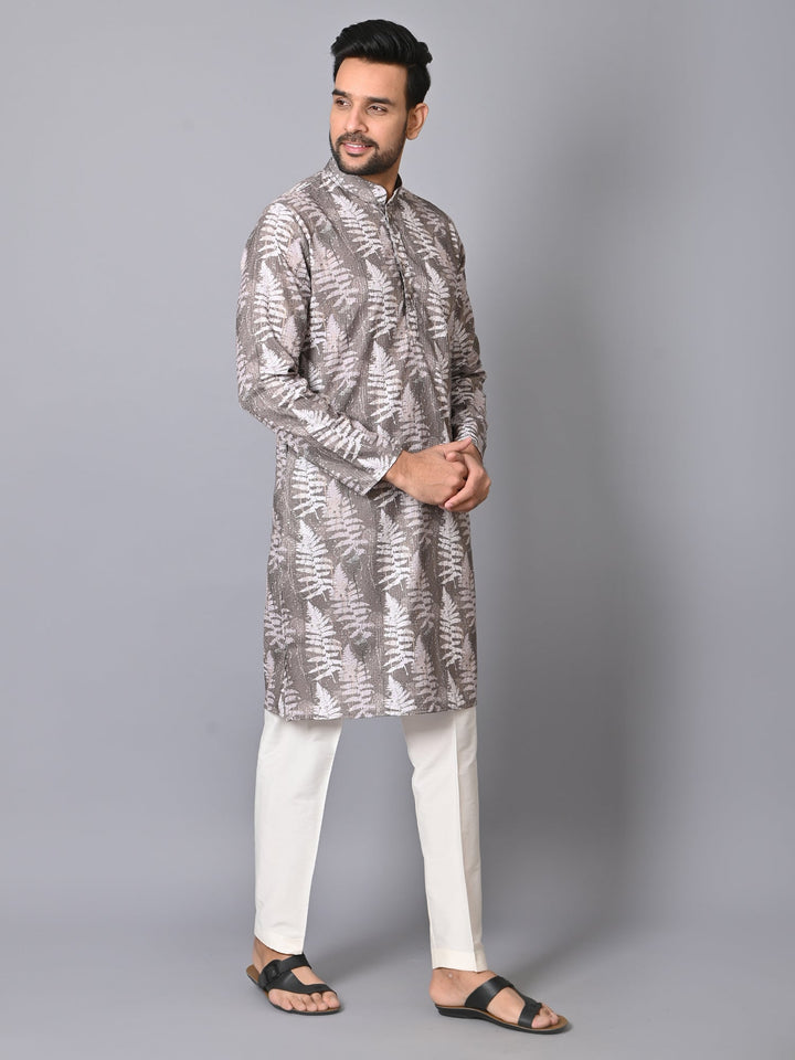 Sequence Printed Kurtas for Festive Occasions | Stand Collar Full Sleeves