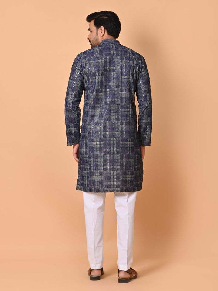 Sequence Cotton Blend Kurta Set | Stand Collar Full Sleeves for Festive Wear