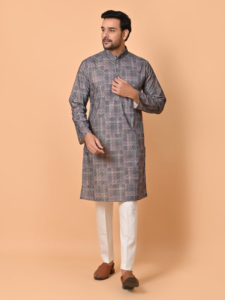 Sequence Chikan Cotton Blend Kurta Set | Festive Full Sleeve Design