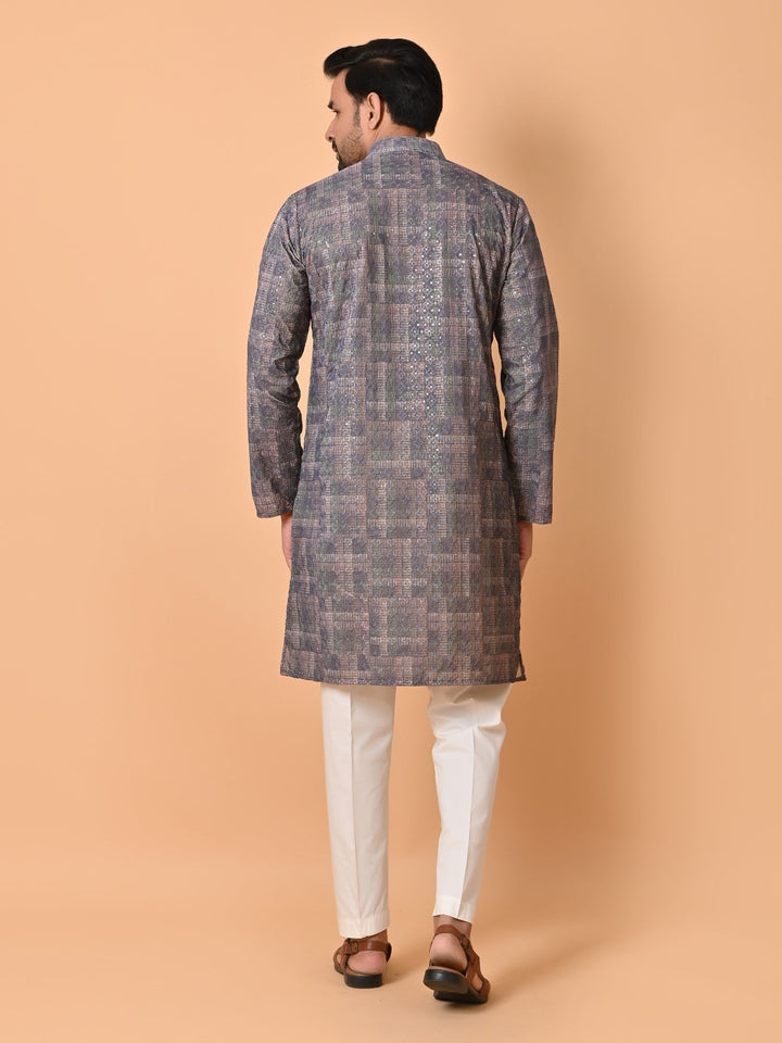 Sequence Chikan Cotton Blend Kurta Set | Festive Full Sleeve Design