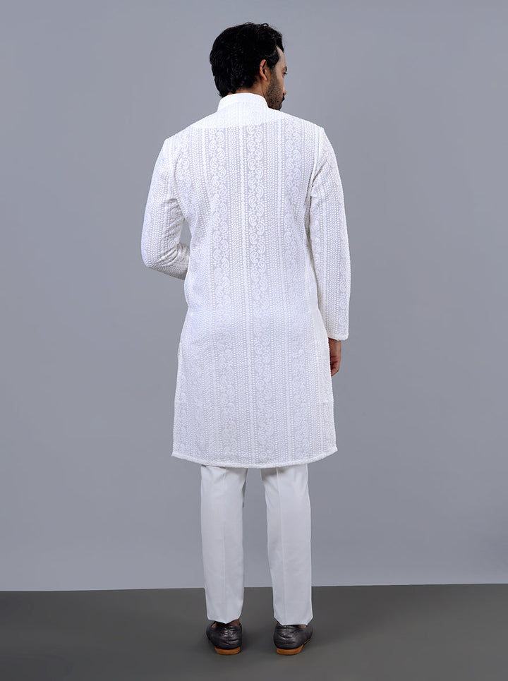 Classic white kurta pajama, enhancing your wardrobe for special events.