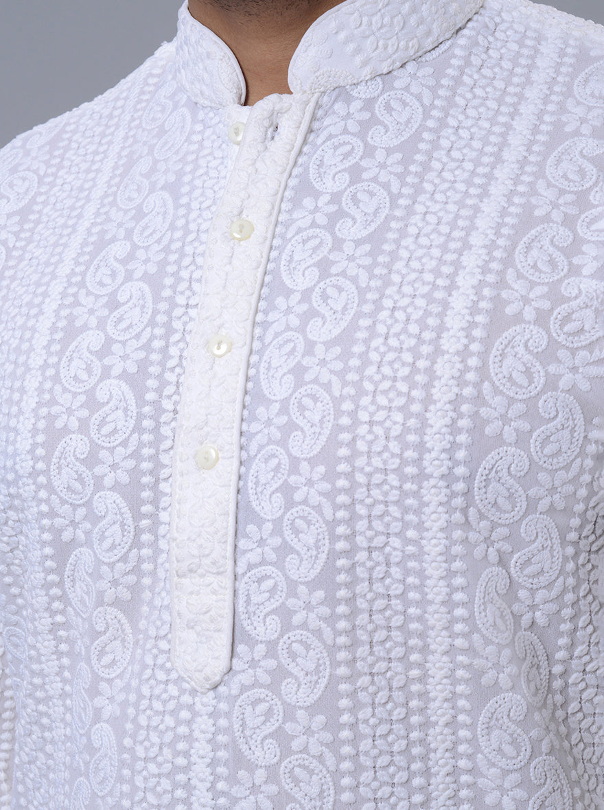 Versatile white kurta pajama for formal and festive wear in the USA.