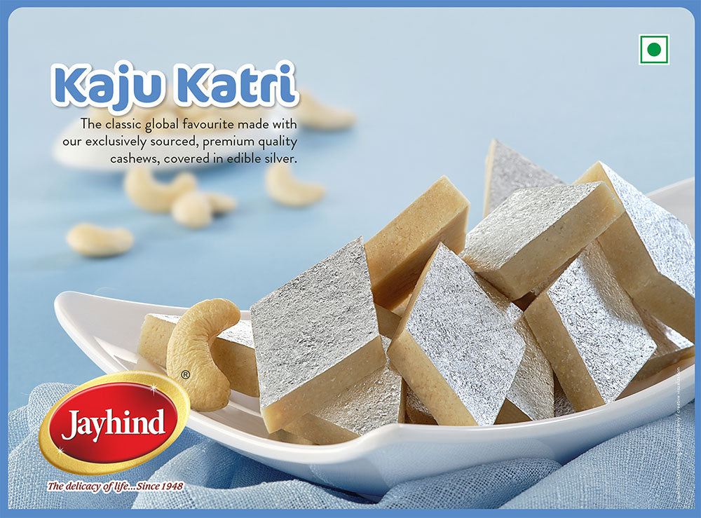 Kaju Katli Smooth and creamy cashew sweet made with sugar and cardamom.