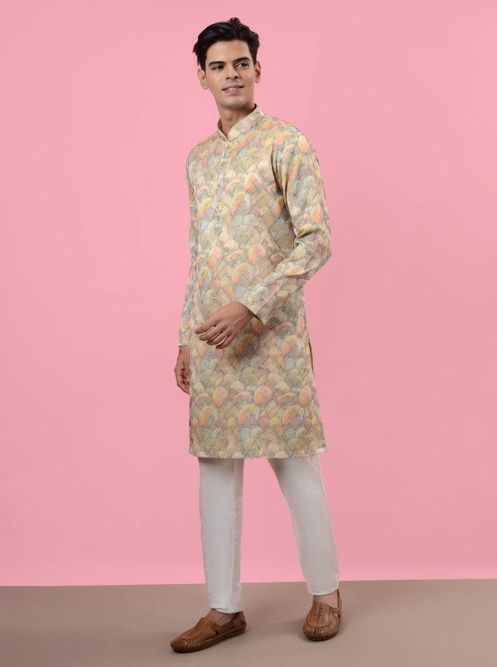 Elegant cream kurta pajama set that enhances your festive wardrobe for the USA.