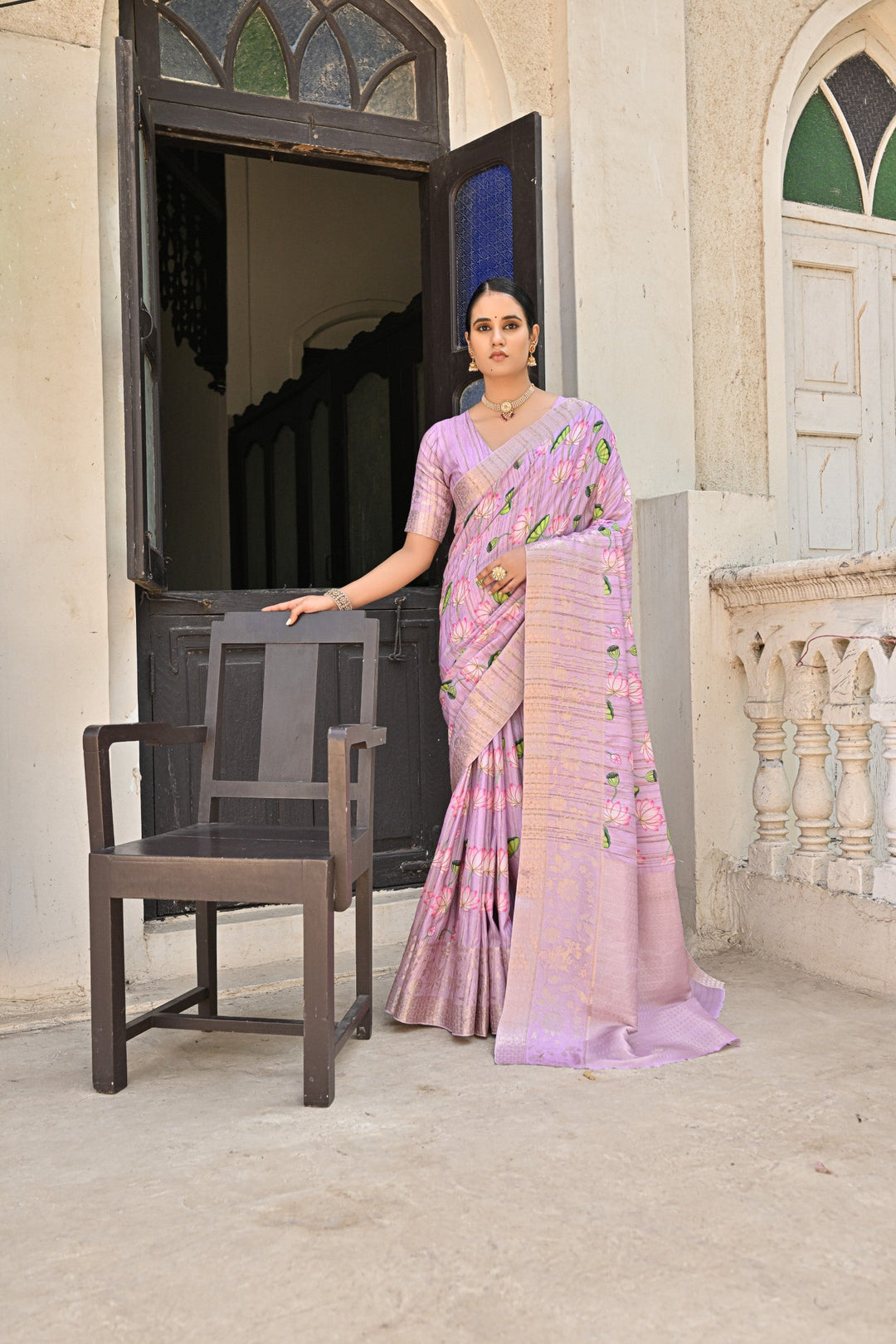 Peach soft cotton silk saree with intricate zari woven pallu, perfect for upscale USA occasions.