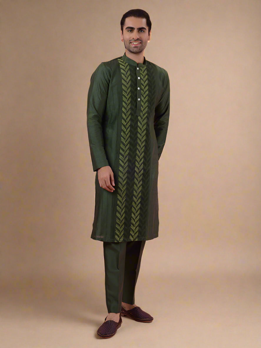 Men's yellow kurta pajama set, perfect for cultural and religious festivities.