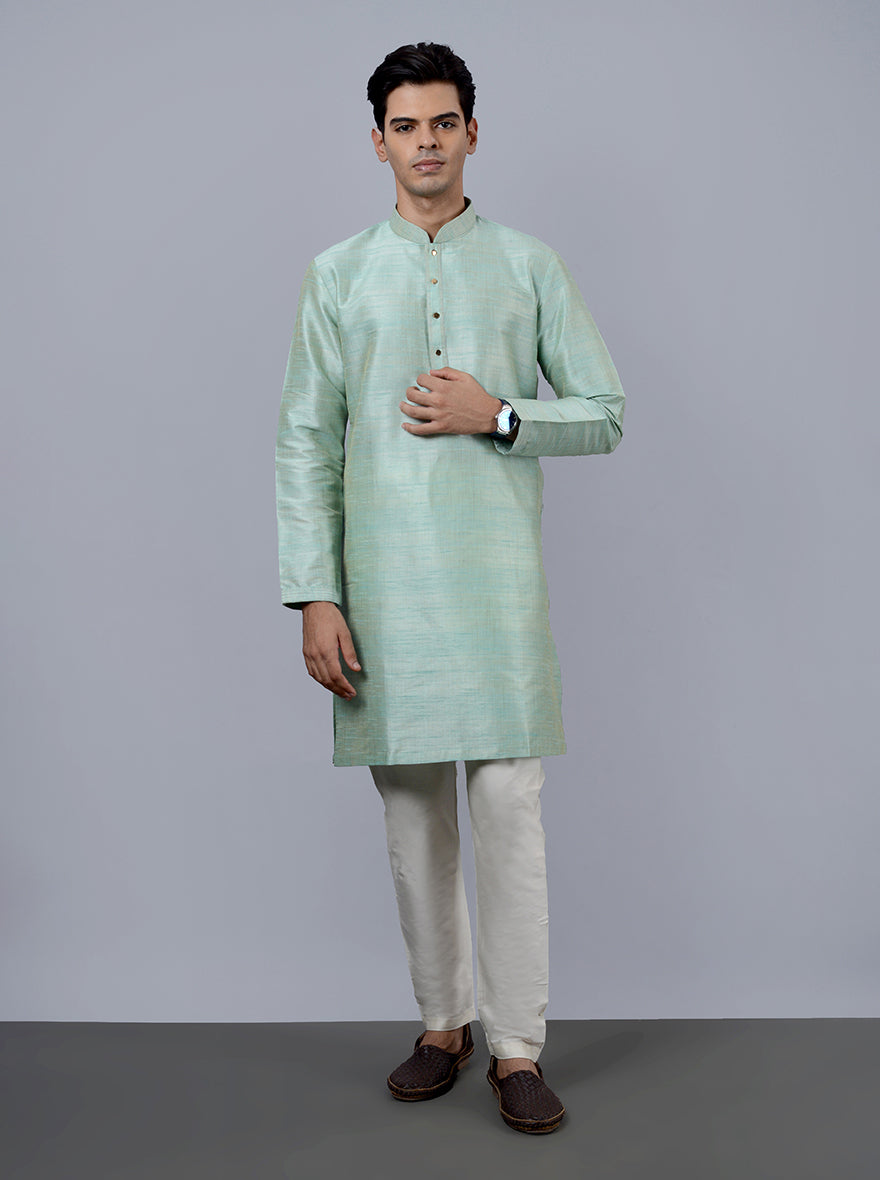 Chic mint green kurta, enhancing your wardrobe for special occasions.