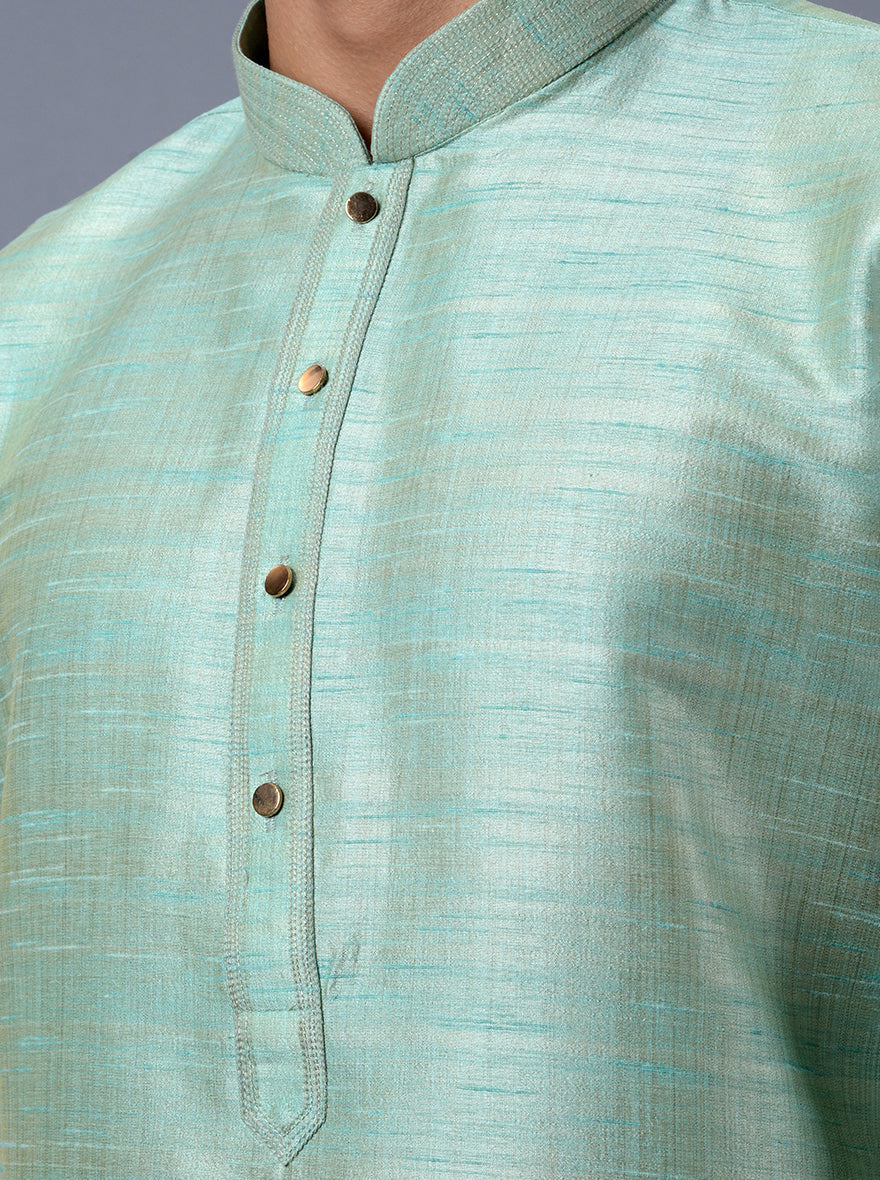 Trendy mint green kurta pajama, perfect for festive gatherings.