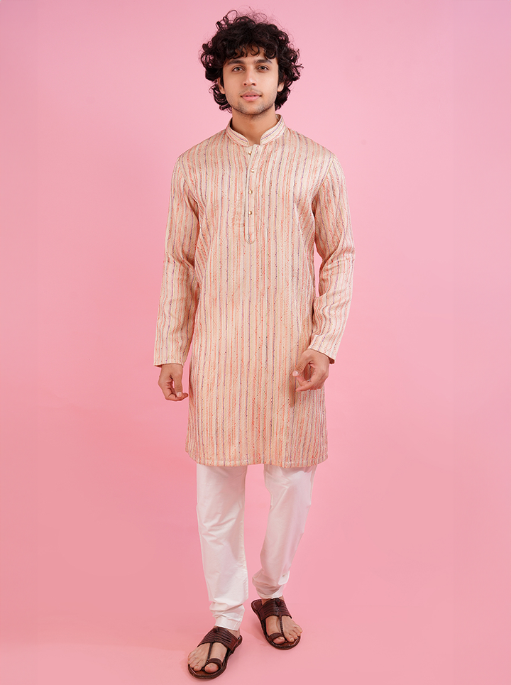 Comfortable cream kurta pajama for men, enhancing your ethnic collection.