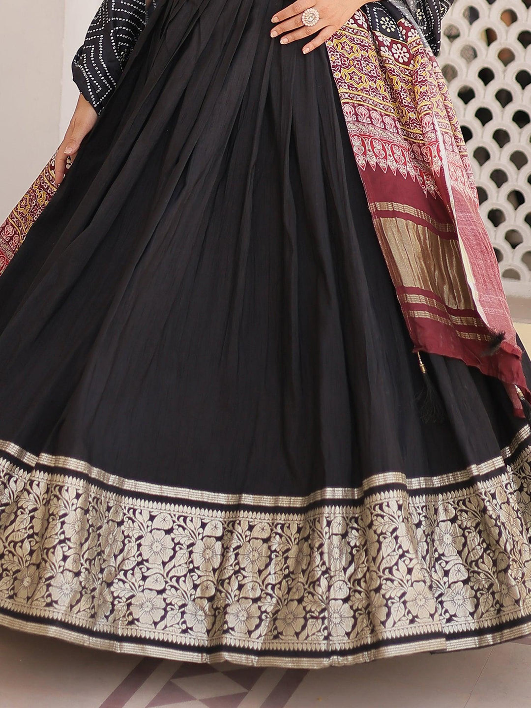 Charming Black Jacquard Traditional Lehenga Choli With Gaji Silk Dupatta