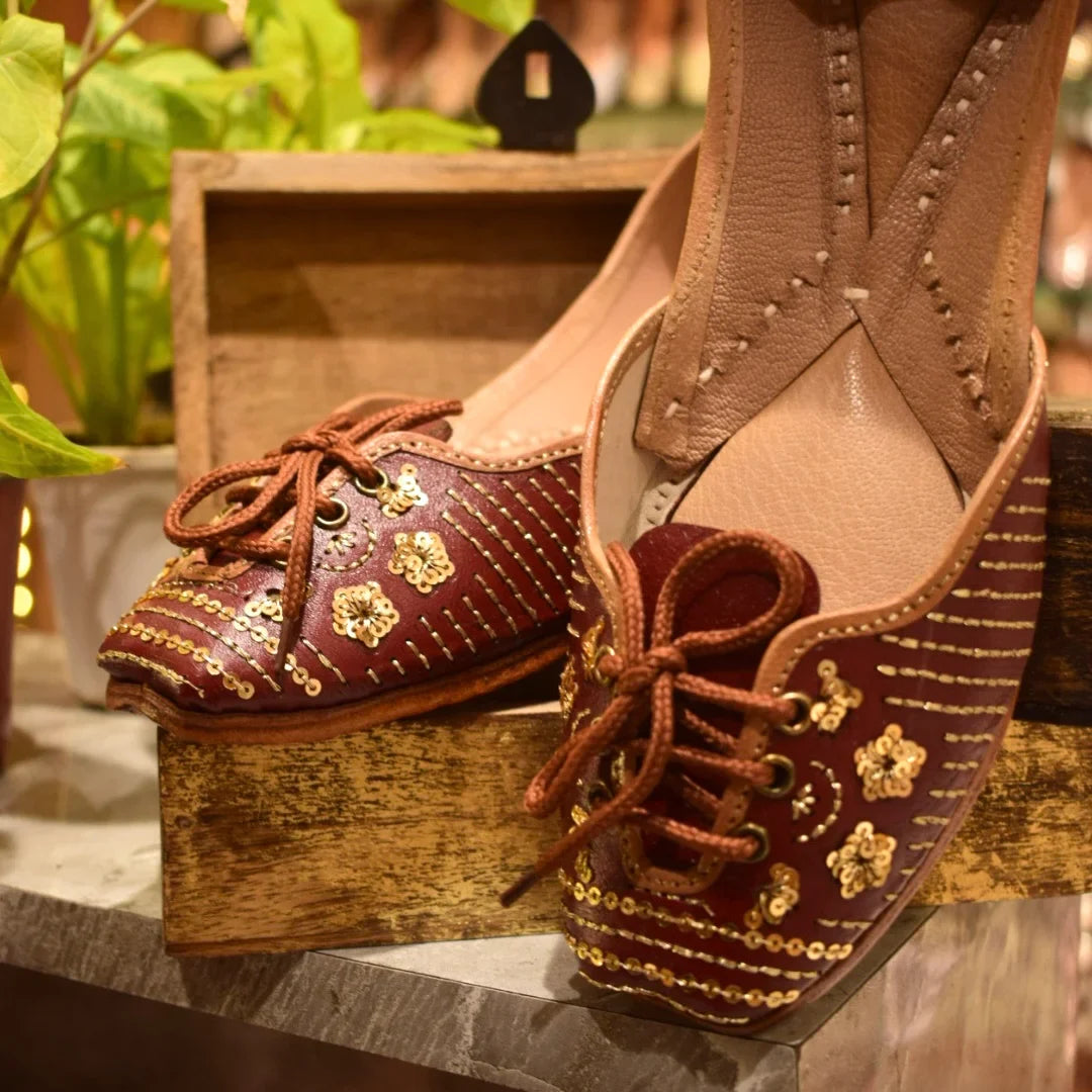 Handmade Lace-Up Leather Jutti | Perfect Fusion of Tradition & Trend