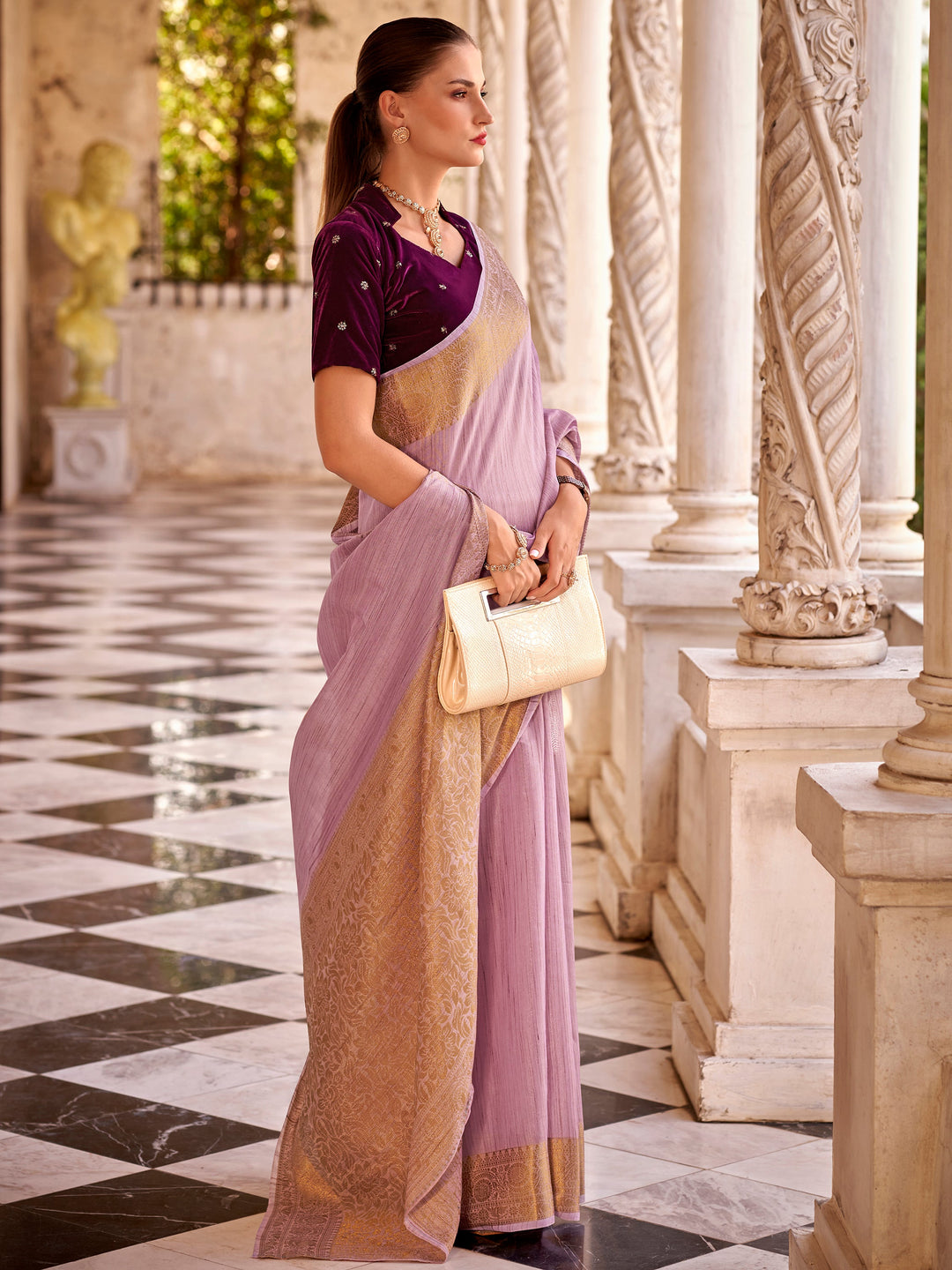 Vibrant color luxurious fabric exclusive attire crafted for elegance and style.