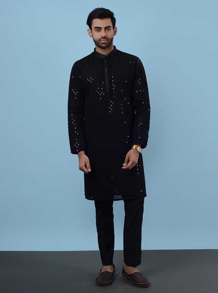 Perfect for special events, our black kurta pajama combines elegance and comfort.