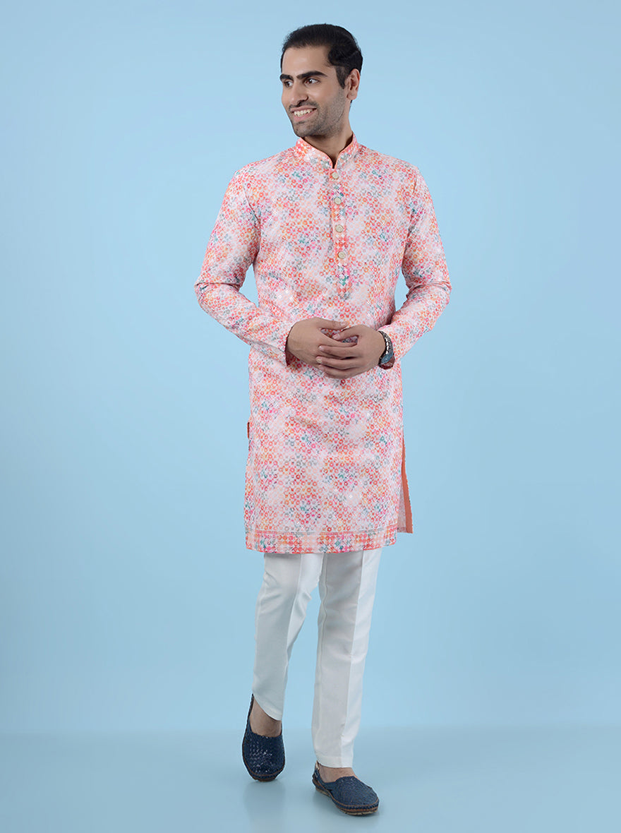 Elegant pink kurta for men, designed for modern occasions.