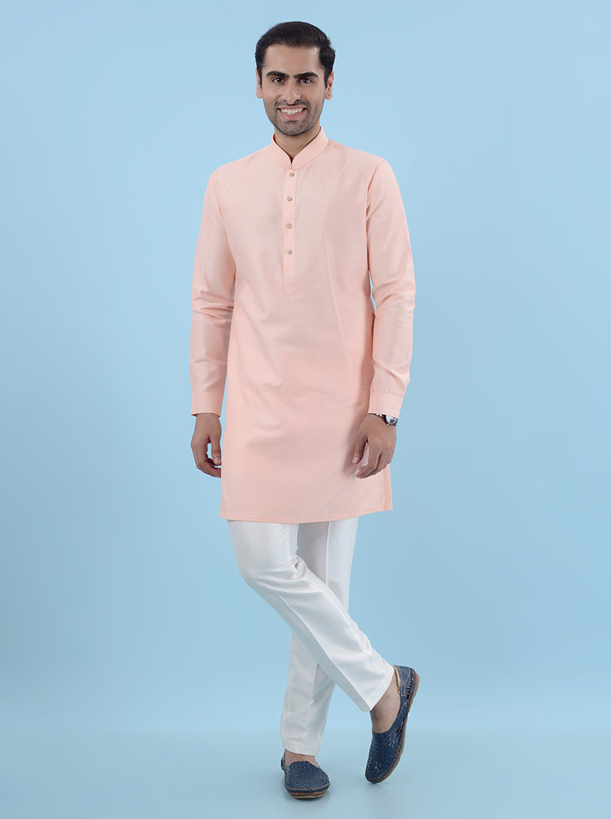 USA men’s peach kurta, offering comfort and sophistication.