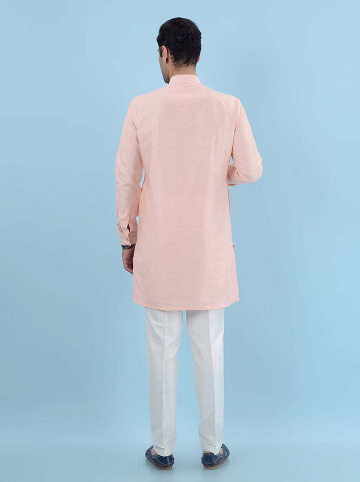 Luxurious peach kurta set, ideal for casual occasions in the USA.