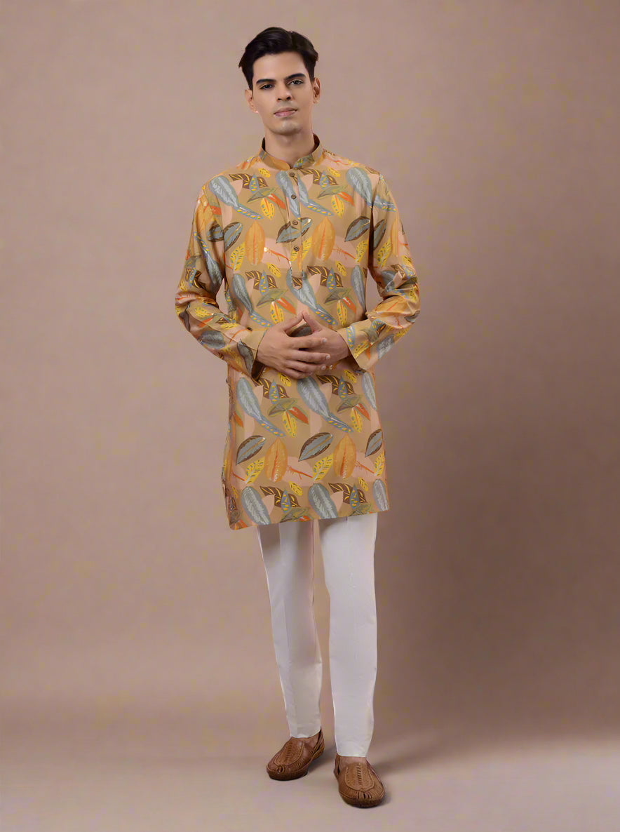 Unique yellow kurta pajama for men, designed for comfort and style during celebrations.