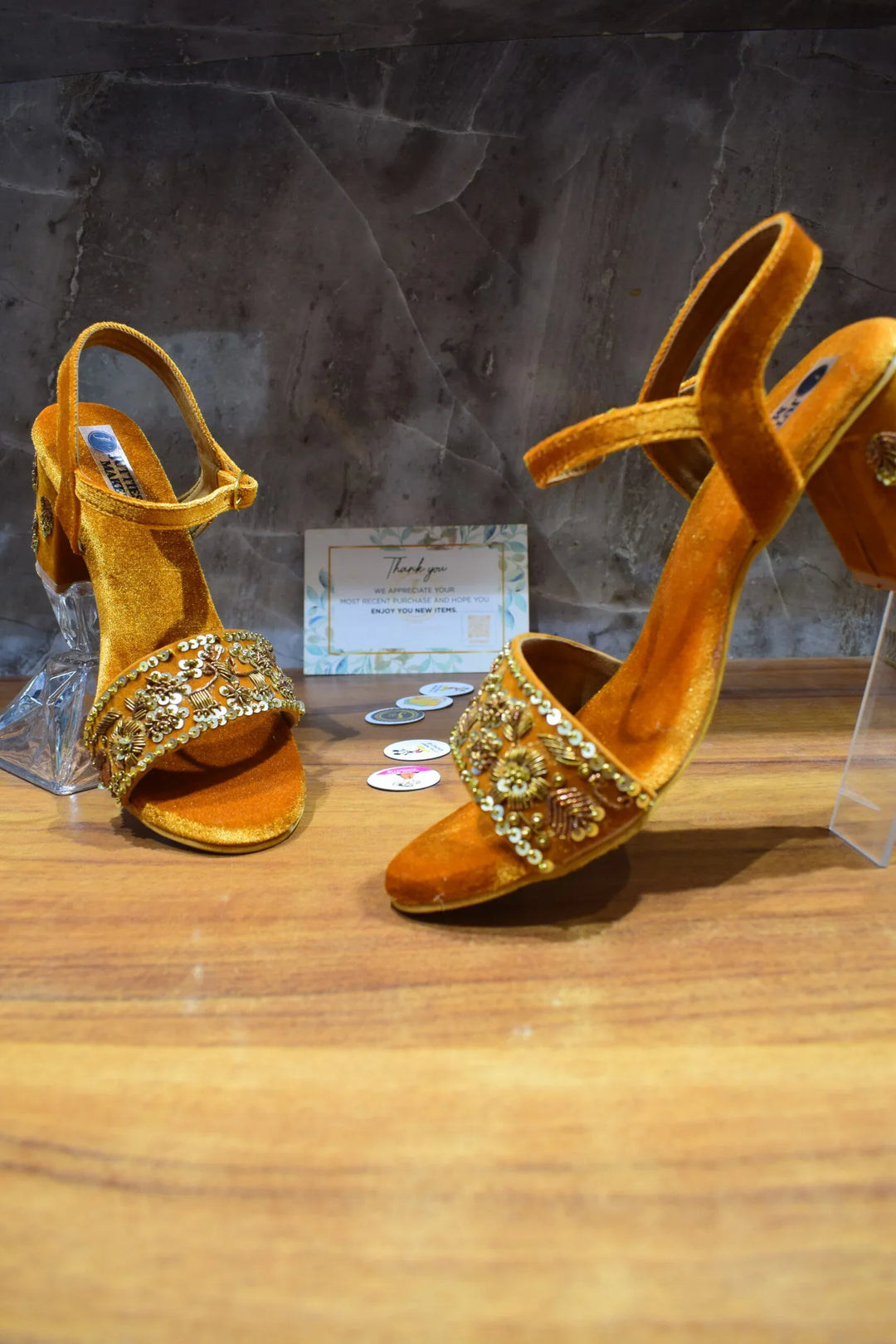 Dabka Work Heeled Sandals | Handcrafted Elegance for Special Occasions