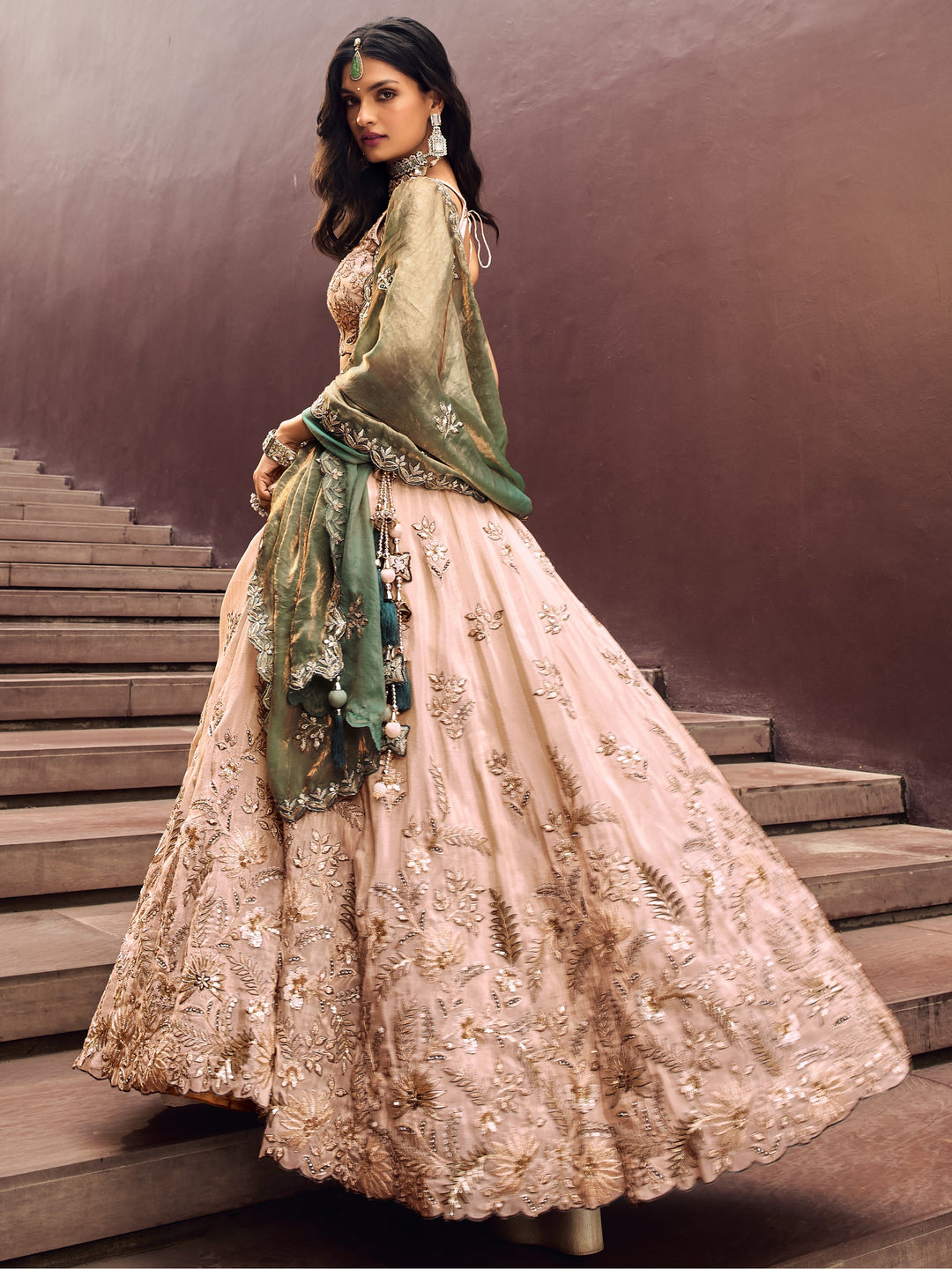 CaptivatingÃ‚Â Cream Embroidered Rayon WeddingÃ‚Â Wear Lehenga Choli