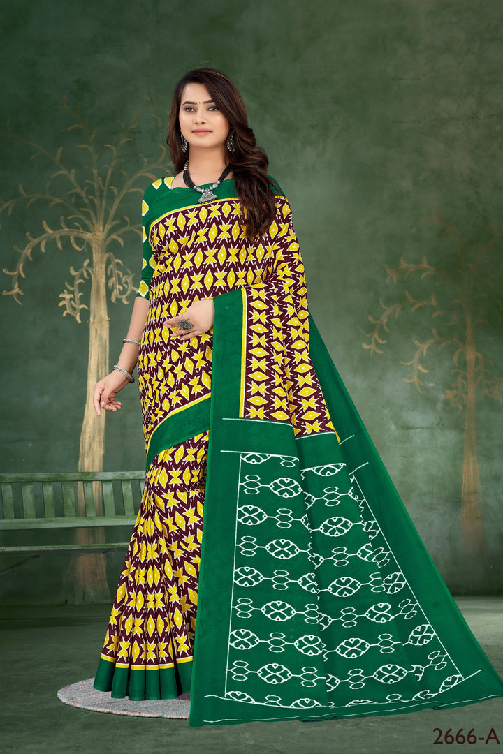 Gorgeous green handloom saree with tribal motifs, designed for cultural events and special celebrations.