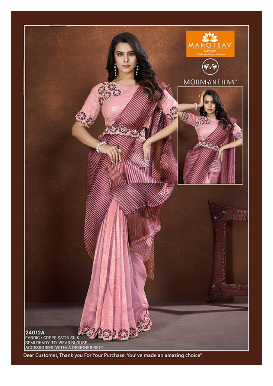 Bold Banarasi Saree | Elegant Stone & Sequin Work Sari for Women